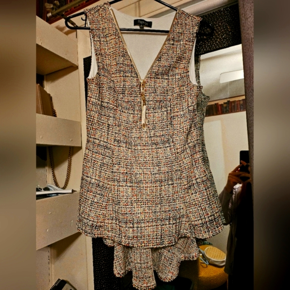 Papillon Blanc Cream and Black Tweed Vest